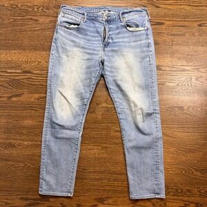 American Eagle Relaxed Slim Flex Jeans Mens 38x32 Light Wash Blue Denim